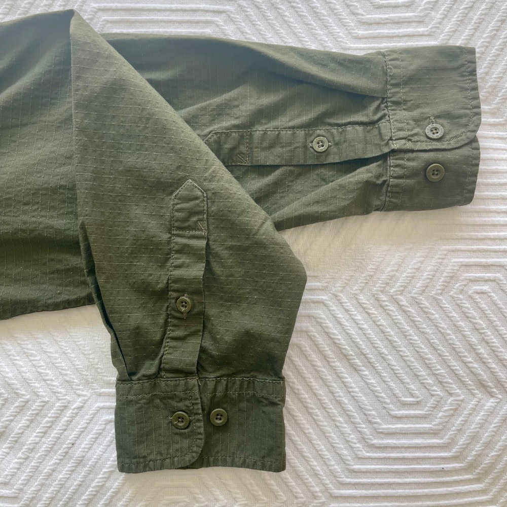 Dickies Relaxed Fit Long Sleeve Button Up Shirt Workwear Olive Green 2XL - Picture 5 of 6